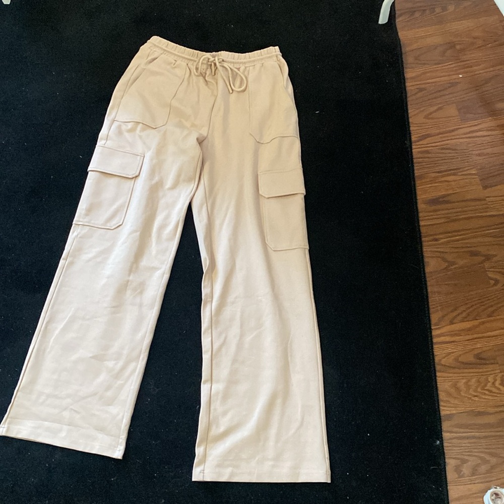 High Waist Straight Leg Cargo Pants Tan - XL - Picture 5 of 8